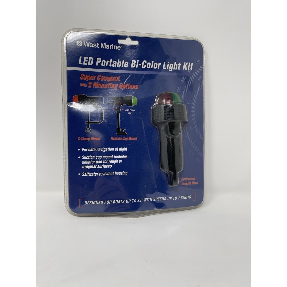 LED Portable Bi-Coor Light Kit West Marine Super Compact with 2 Mounting Options